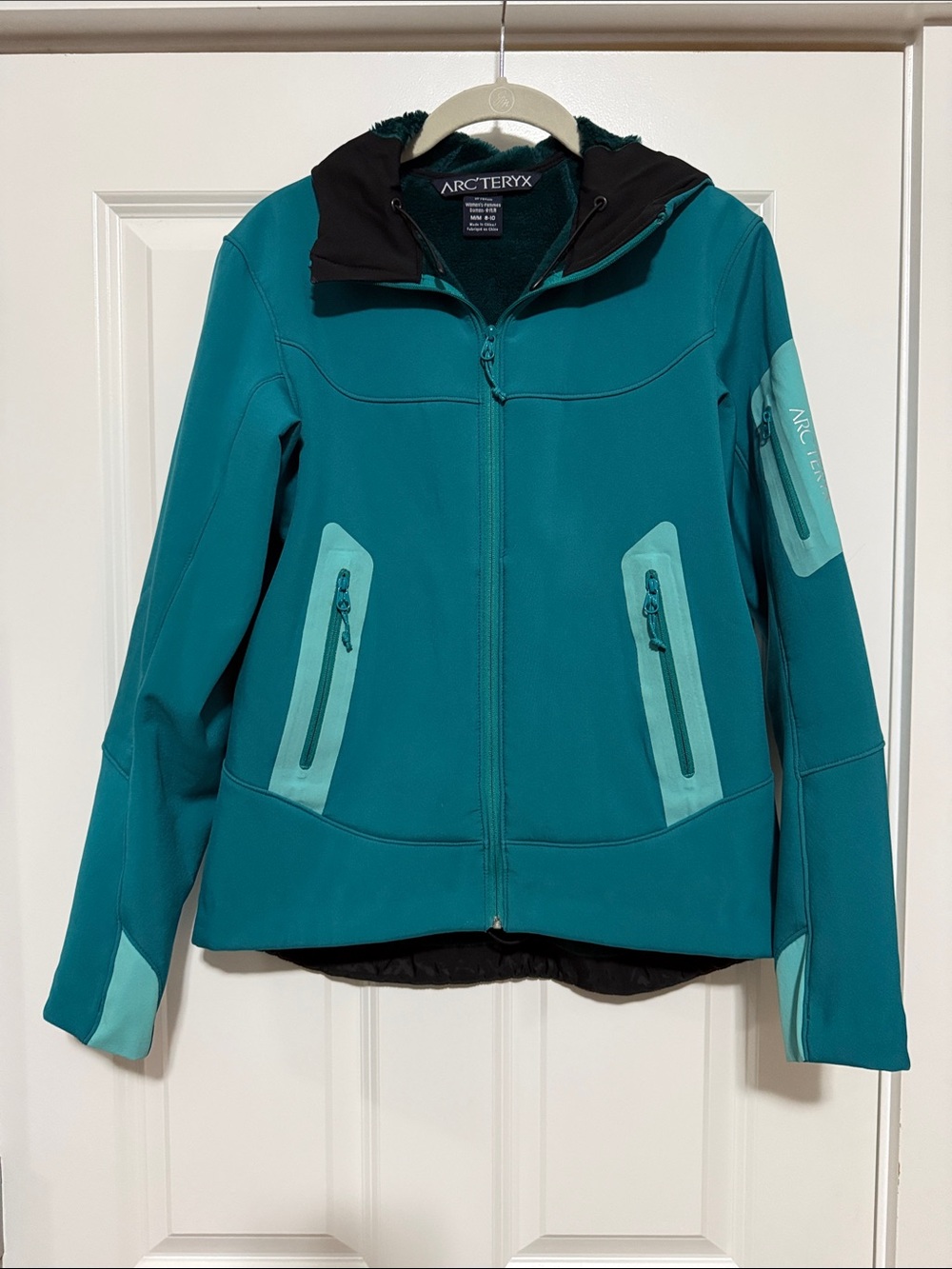 Arc'teryx Women's Teal Hooded Softshell Jacket with Mint Accents